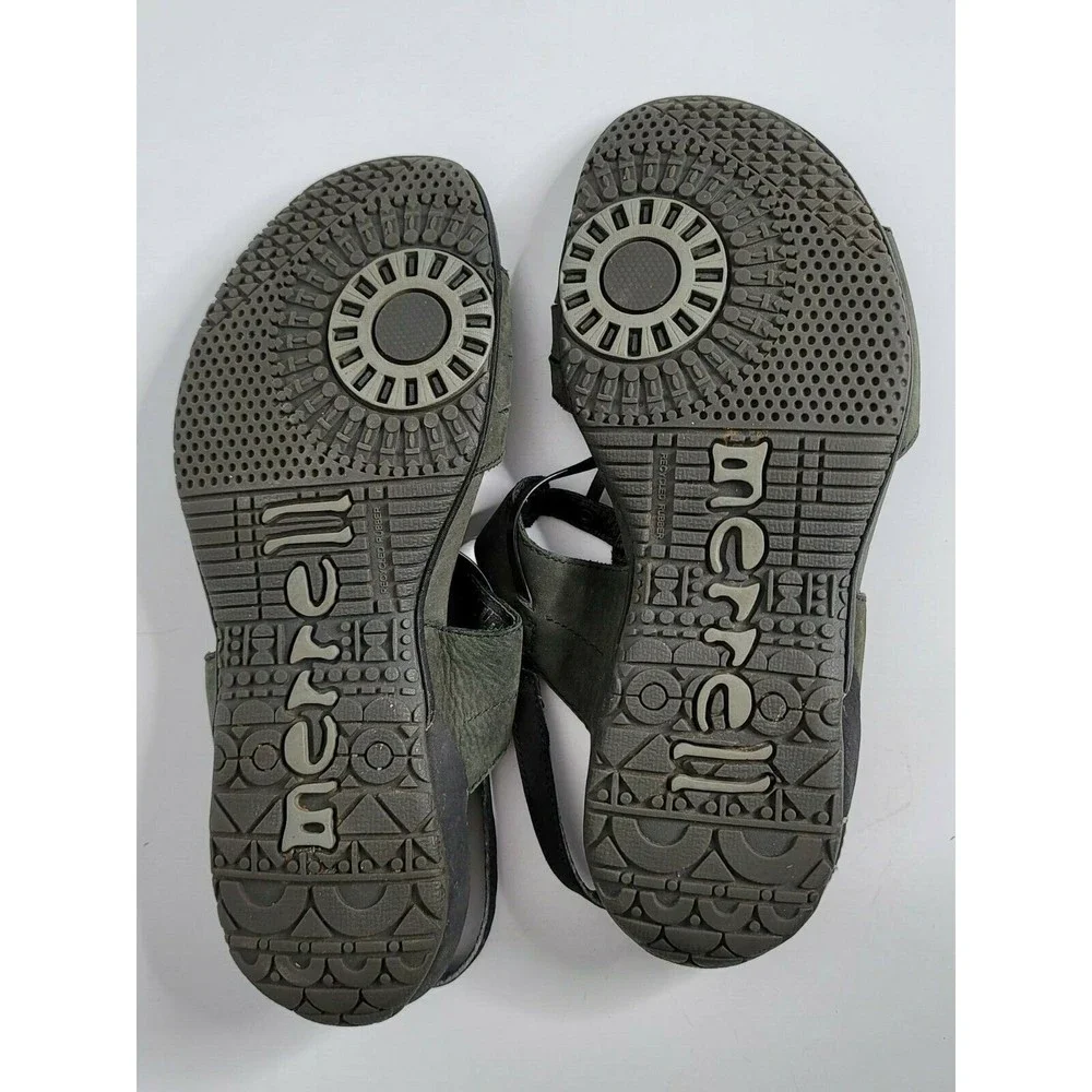 MERRELL Womens Size 7 Braided Black Slip‎ On Strappy Sandals Shoes